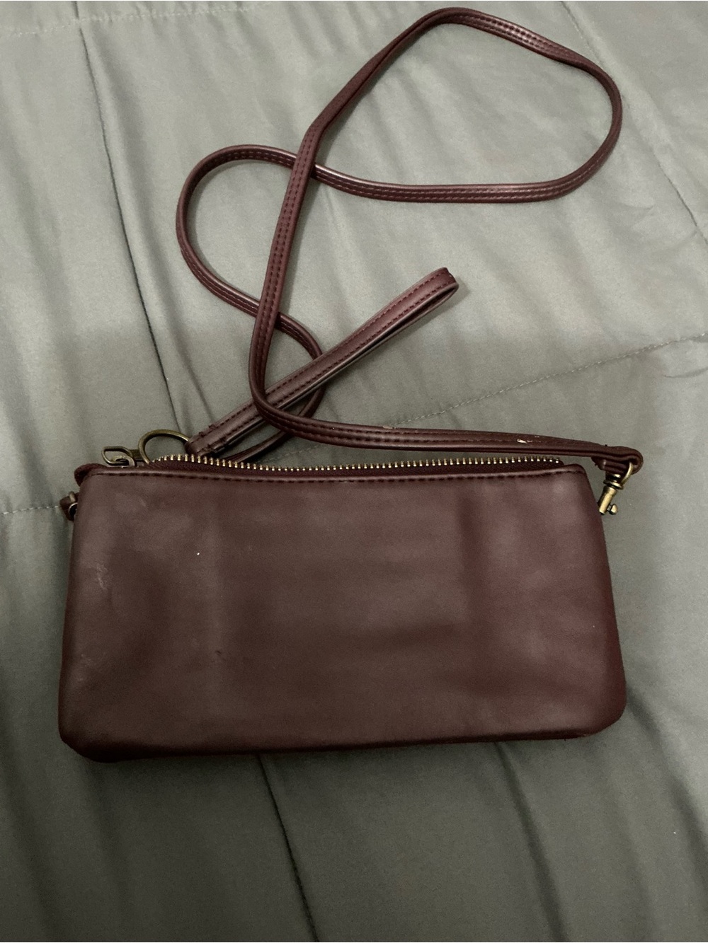 Women's Burgundy Crossbody Bag - Sleek Minimalist Shoulder Purse
